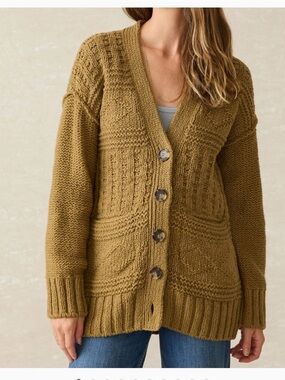 Faherty Catskill Cardigan Sweater - antique bronze organic cotton